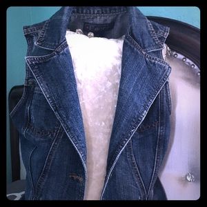 Denim distressed vest